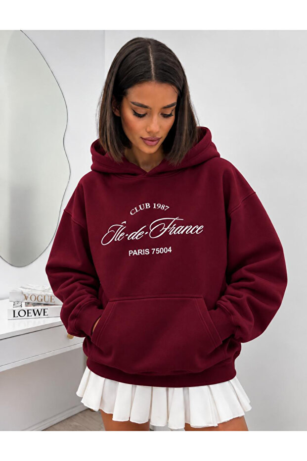 Women's 3 Thread Yarn Printed Oversize Hoodie – Hooded with Kangaroo Pocket