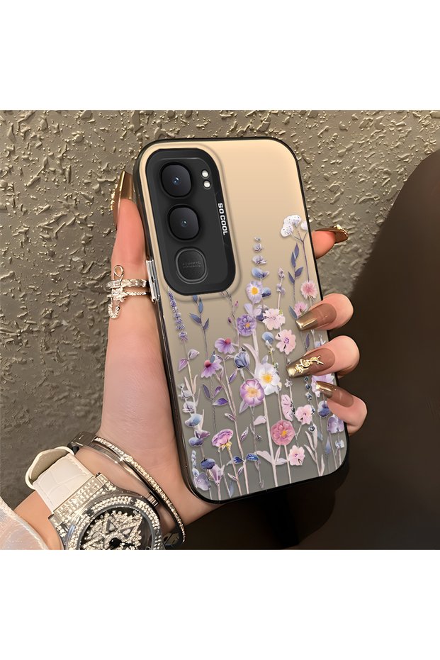 Vivo Y31/Y21D Compatible Light Purple Lavender and Wildflower Case, Raised Lens Protection