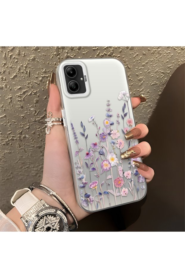 Samsung Galaxy A05 Compatible Light Purple Lavender and Wildflower Case, Elevated Lens Protection