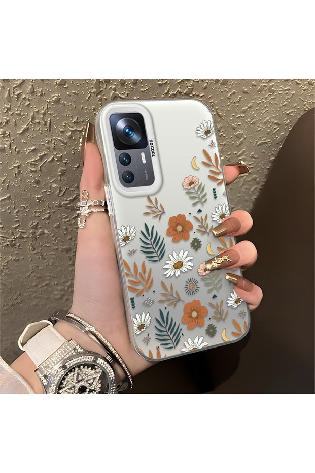 Mi 12T/12T Pro Compatible Retro Daisy Moon and Leaf Pattern, Hard Case, Full Protection