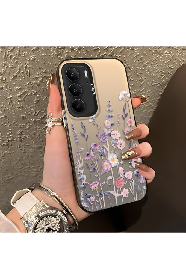 Realme C75 4g Compatible Light Purple Lavender and Wildflower Case, Elevated Lens Protection