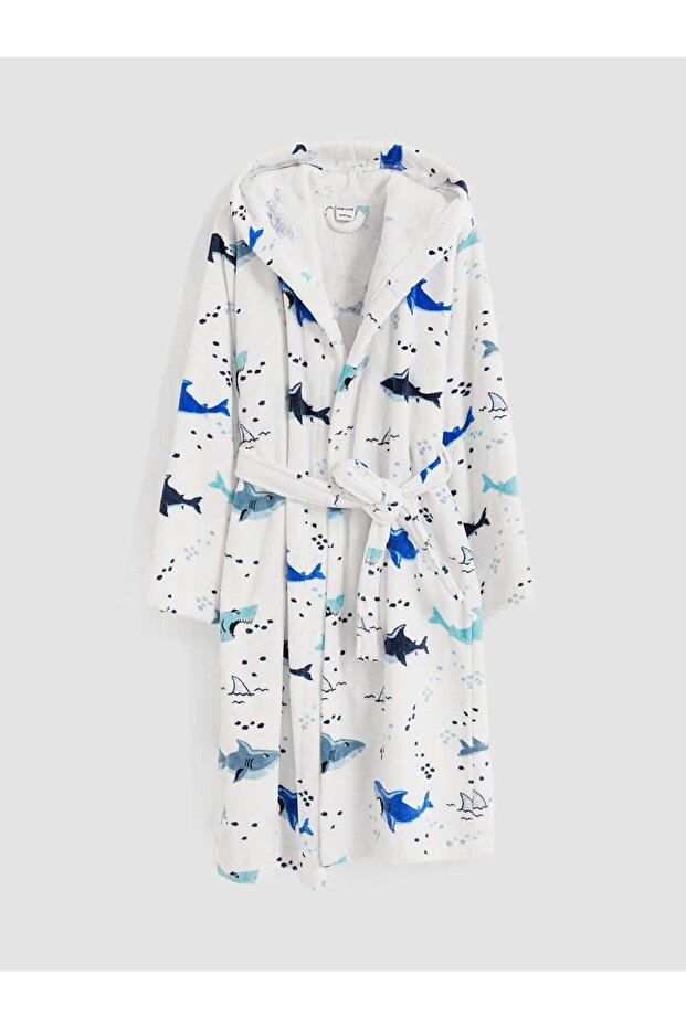Mixed Shark Patterned Boys' Bathrobe (W6)