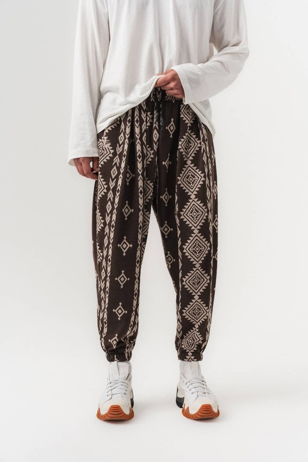 Azteca Pleated Shalwar with Elastic Waist and Cuffs