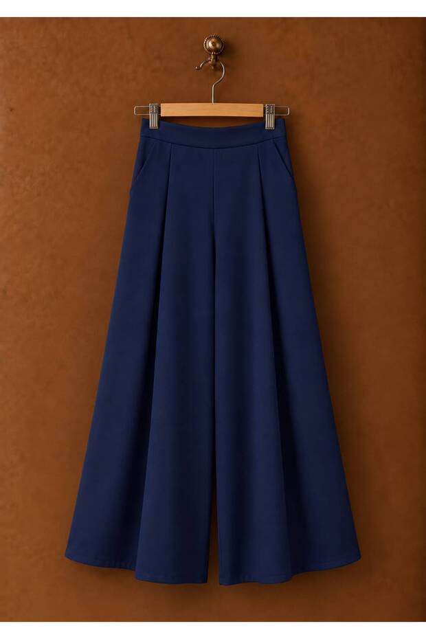 Navy Blue Pleated Trousers