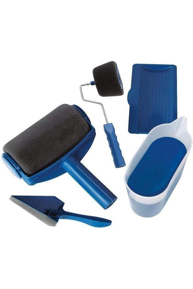 5Pcs DIY Paint Roller Brush Handle Tool Flocked Edger Home Office Room Wall Runner Roller Paint Brus