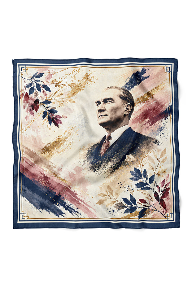 Ataturk and Turkish Flag Pattern Scarf Bandana 50X50 cm
