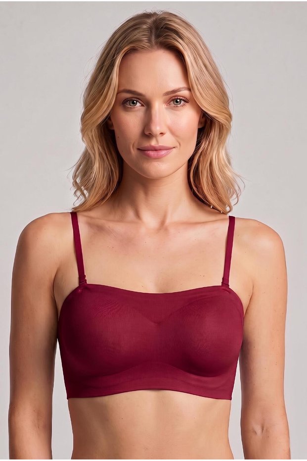 Women's Sponge-Free Strapless Burgundy Ghost Bra C5T0N7633