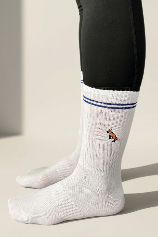 Striped Embroidered Sports Socks