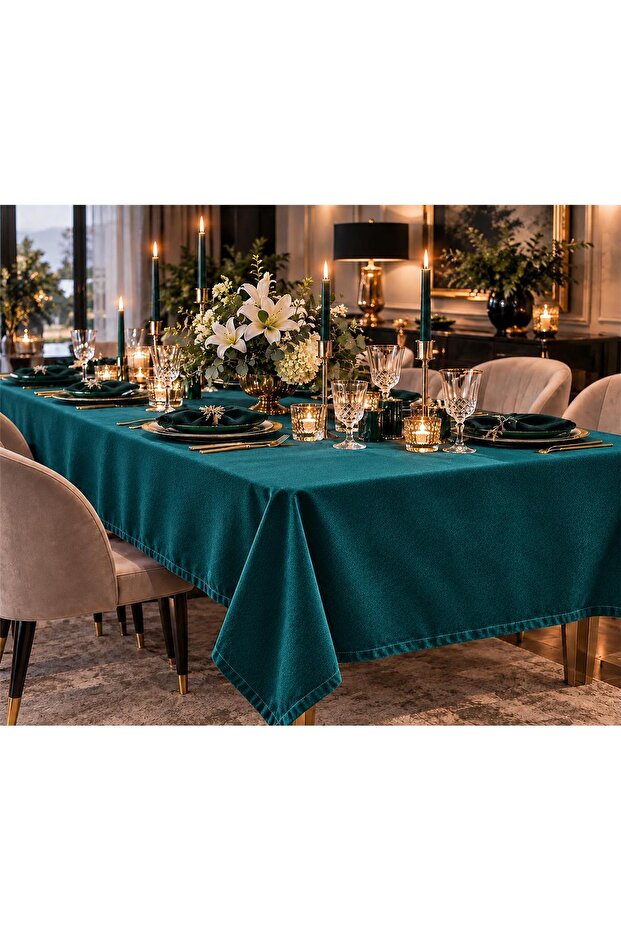 Peri Luxury Velvet Fabric Tablecloth 140X210 cm