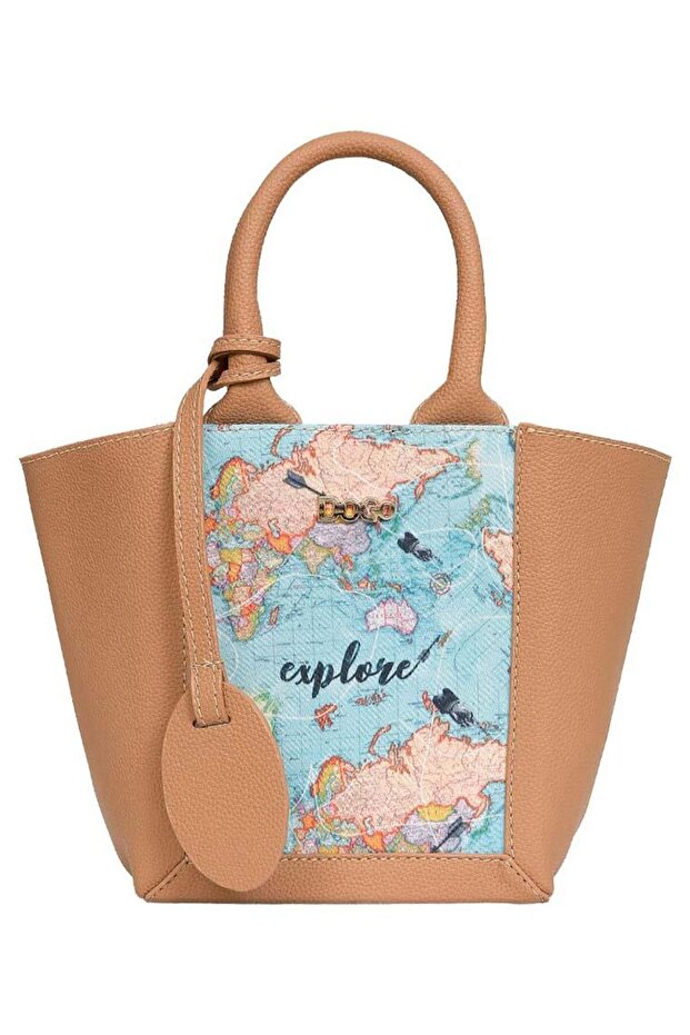 Women's Vegan Leather Brown Tote Bag - Explore Design