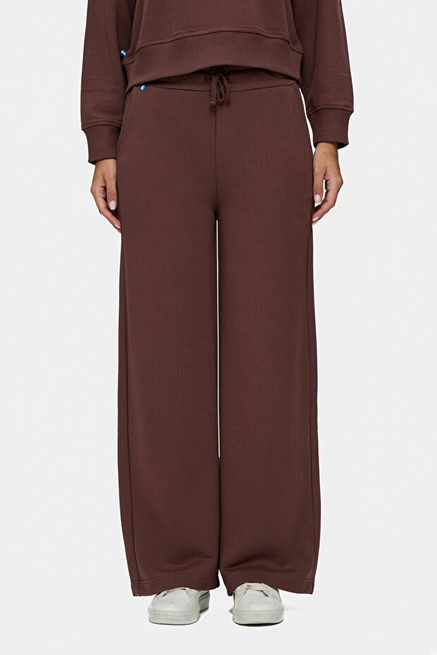 Ione dark brown straight leg cotton glitter stone printed loose fit women's sweatpants