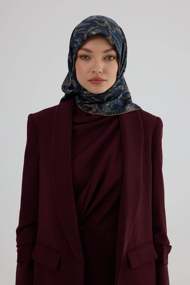 Sura Silk Scarf 53004 Navy Blue Bronze