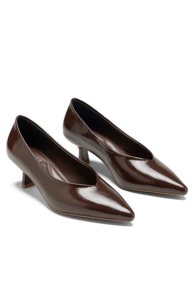 Women's Short Heeled Matte Leather Classic Evening Dress Shoes Heeled Shoes Stiletto