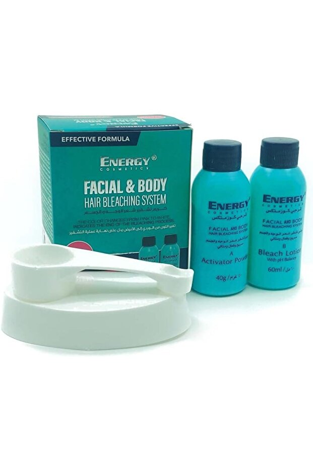 Facial & Body Hair Bleaching System, Ideal For Face & Body Hair Bleaching, Effective & Quick Bleaching Formula, Activator Powder, Bleach Lotion