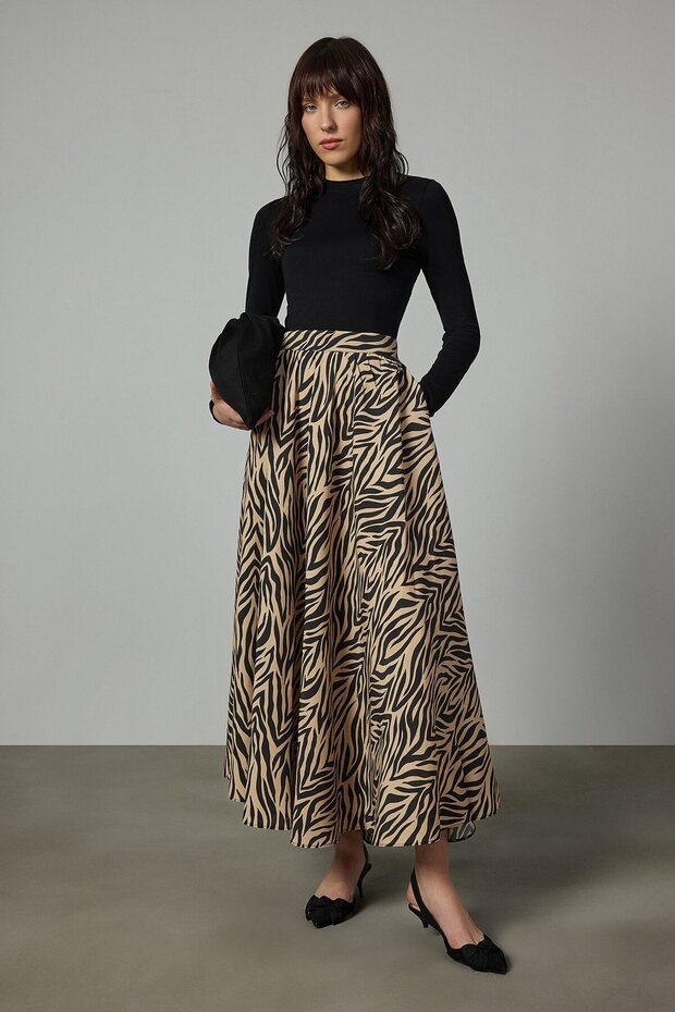 Patterned Flared Skirt