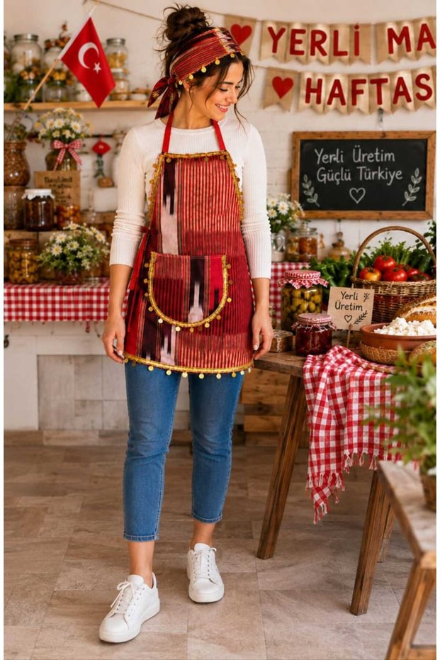 Keşan Fabric Adult Kitchen Apron with Bandanas