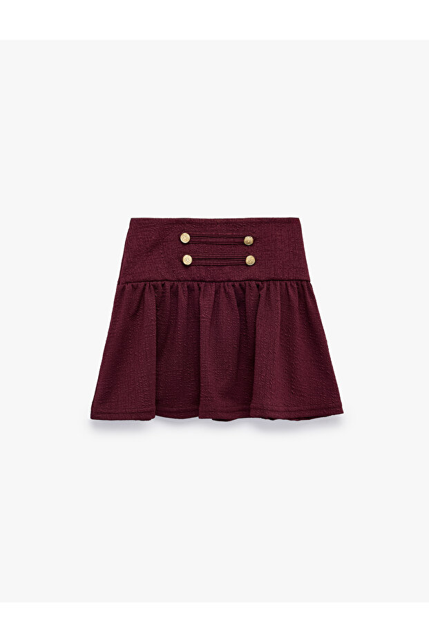 Fancy Buttoned Pleated Skirt
