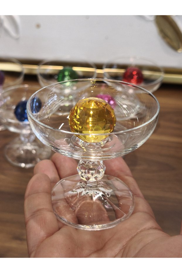 Crystal Colorful Stone Bohemian Turkish Delight Bowl Set of 6