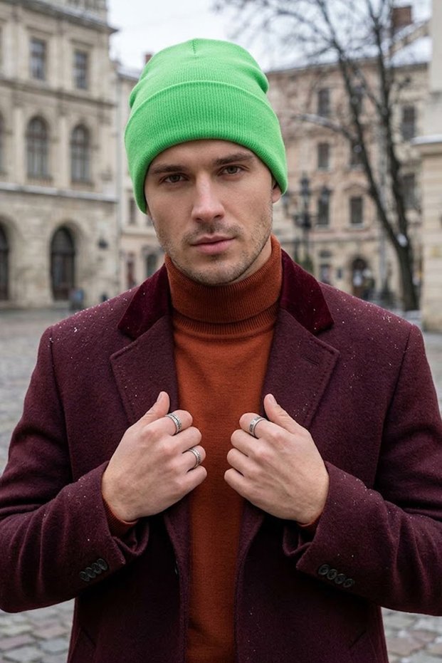 Unisex Folded Knitwear Beanie Classic Plain Knit Winter Warm Standard Beanie