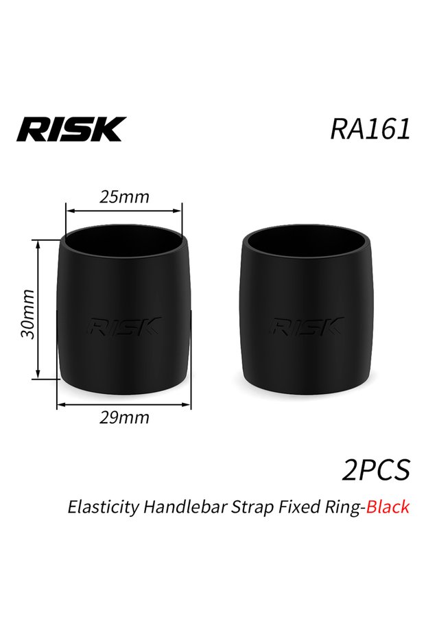 حزام مقود دراجة الطريق المرن من السيليكون طراز RA161 Black Risk مع حلقة تثبيت ومقبض قابل للانحناء (زوج واحد)