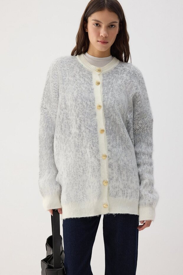 Special Textured Contrast Knitwear Cardigan