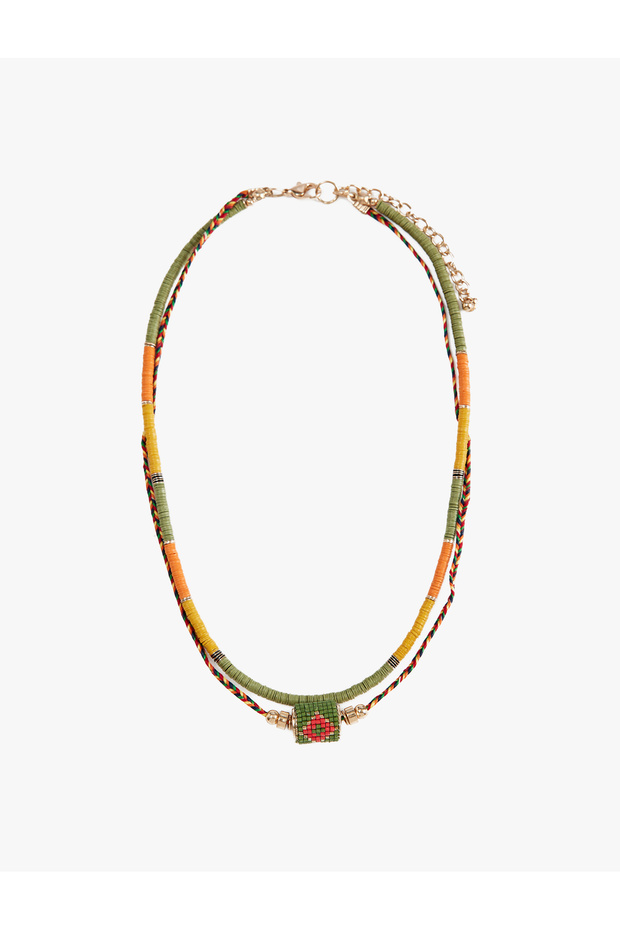 Multi-Colored Knitted and Beaded Multiple Necklace