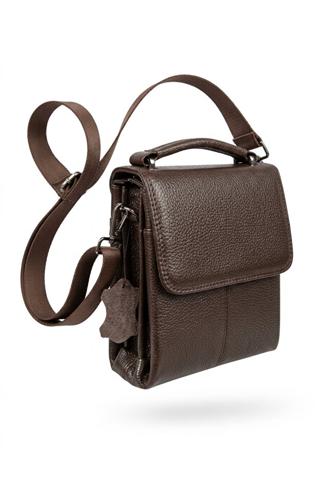 Genuine Leather Multi-Compartment Men's Hand and Shoulder Bag