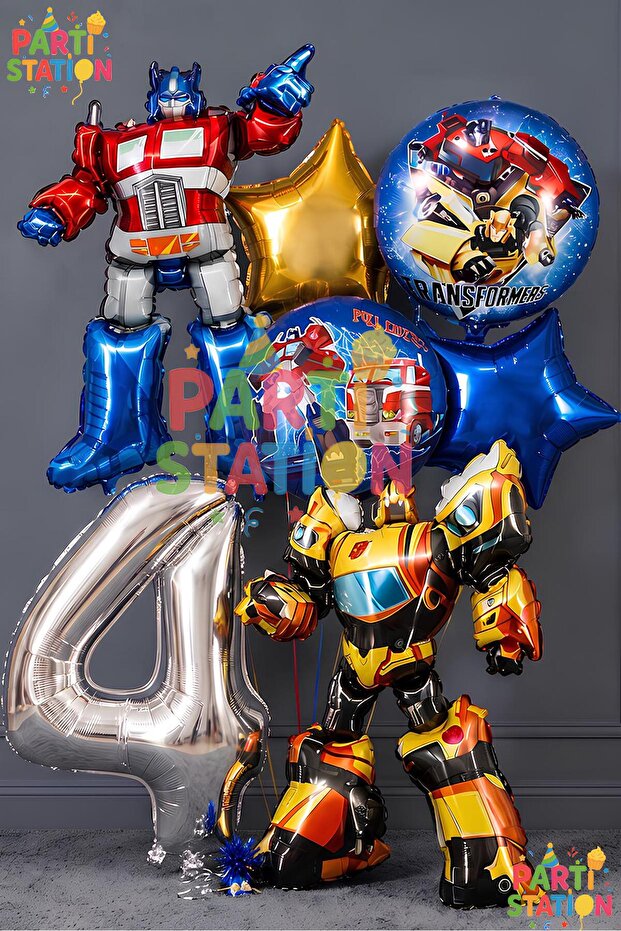 Transformers Bumblebee & Optimus Prime Balloon Set for Ages 4 - 7 Piece Birthday Balloon Set