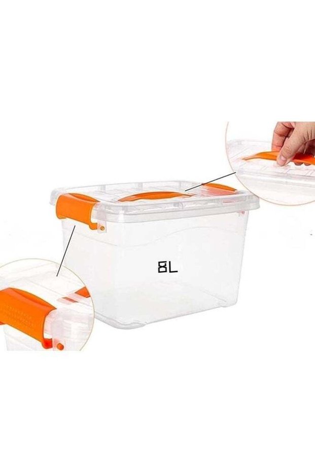 Clear Plastic Storage Box with Lockable Lid ,Slim Under Bed Plastic Organizer,Stackable Transparent Boxes for Home, Office, Kitchen & Garage Storage(8L)