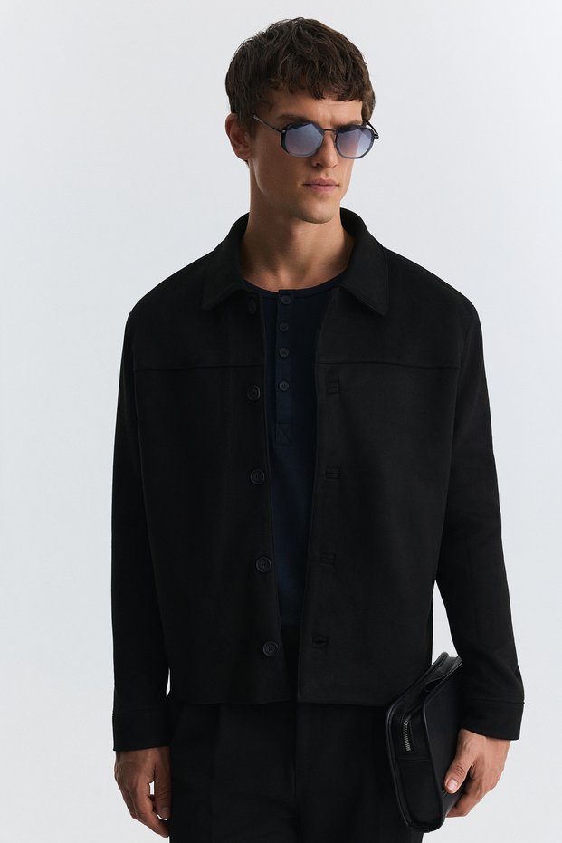 Relaxed Faux Suede Coat