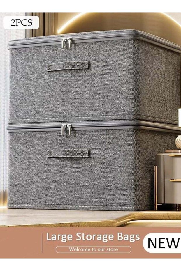2Pcs Large Clothes Storage Bags with Zipper Foldable Closet Organizers and Storage Bins with Handles for Blankets Comforters Bedding and Clothing