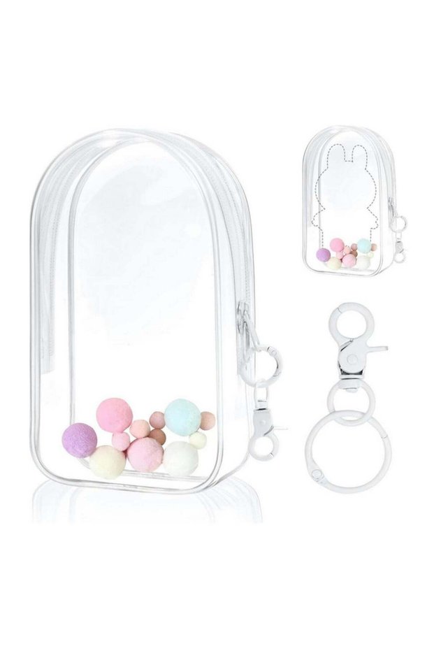Protective Case for 17CM Doll Transparent PVC Display Box Easy Installation Includes Bag Keychain Pom Pom Ideal for Boys Girls Plush Toy Storage