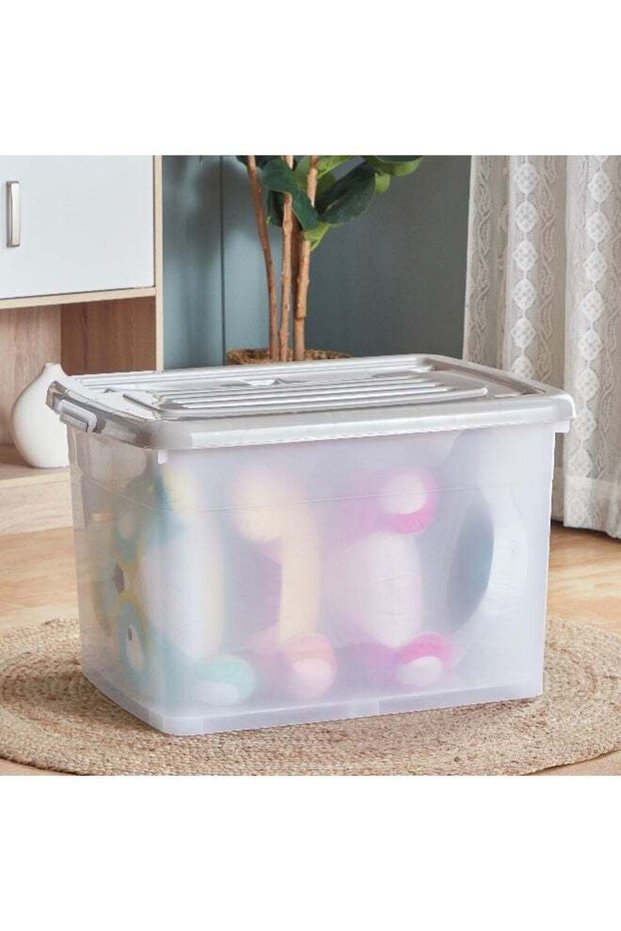 Juana Multipurpose Transparent Storage Box With Wheels And Lockable Lid 150 L
