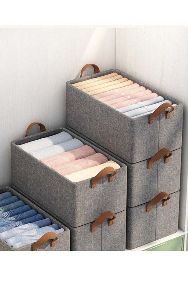 4PCS 48 x 28 x 20CM Foldable Closet Storage Organizer Clothes Storage and Organization Box Closet Storage Box with Carrying Handles Thickened Steel Frame Toy Organizer Box for Clothes Wardrobe Home B