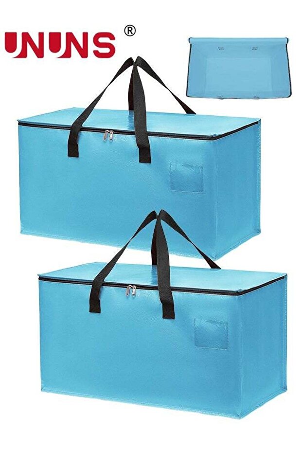 2 Pack Moving Bags,Large Moving Boxes with Zippers And Handles,Moving Supplies with Lids,Heavy Duty Totes For Storage Bags For Space Saving,Fold Flat,Moving And Storing,69×35.5×35CM,Ultramarine