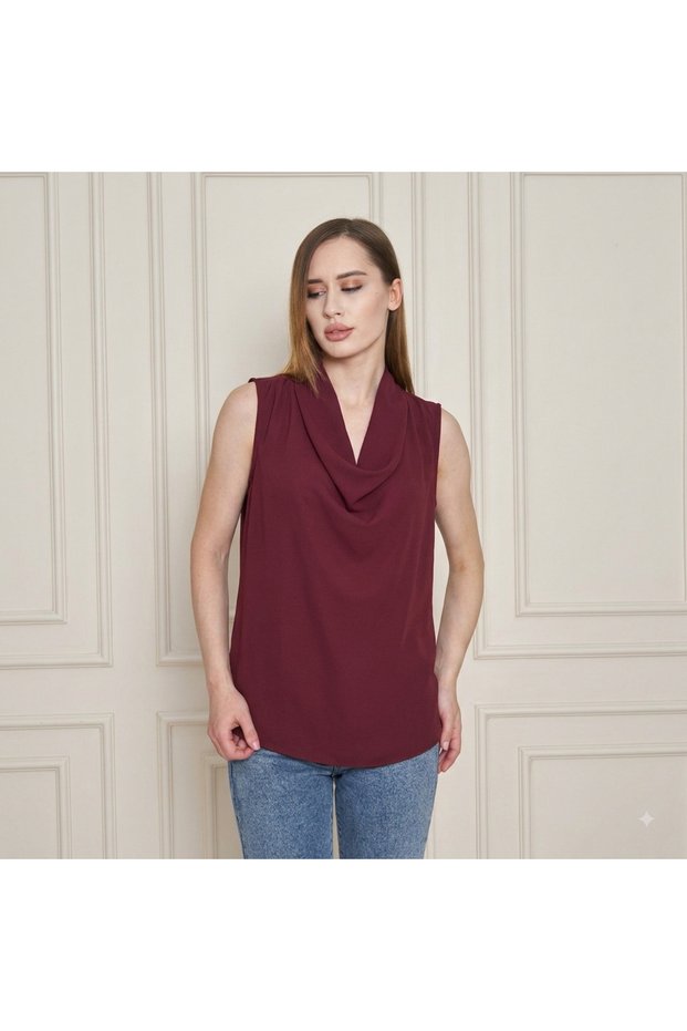 Women's Degaje Collar Sleeveless Blouse - Stylish Satin Top for Women to Wear under Jackets