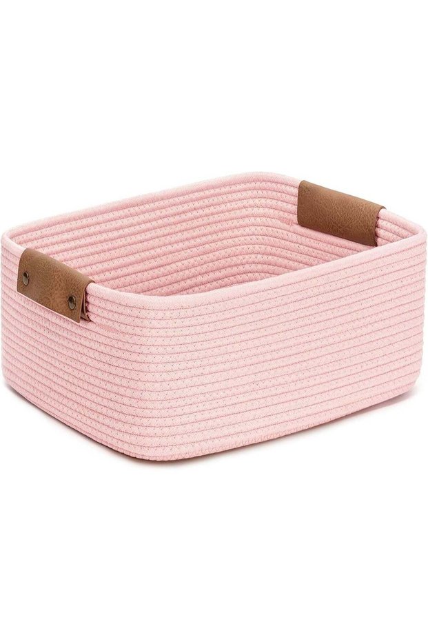 Pink Storage Baskets for Organizing, Gift Basket, Baby Basket, Decorative Woven Baskets for Living Room, 14.5" x 13" x 6"