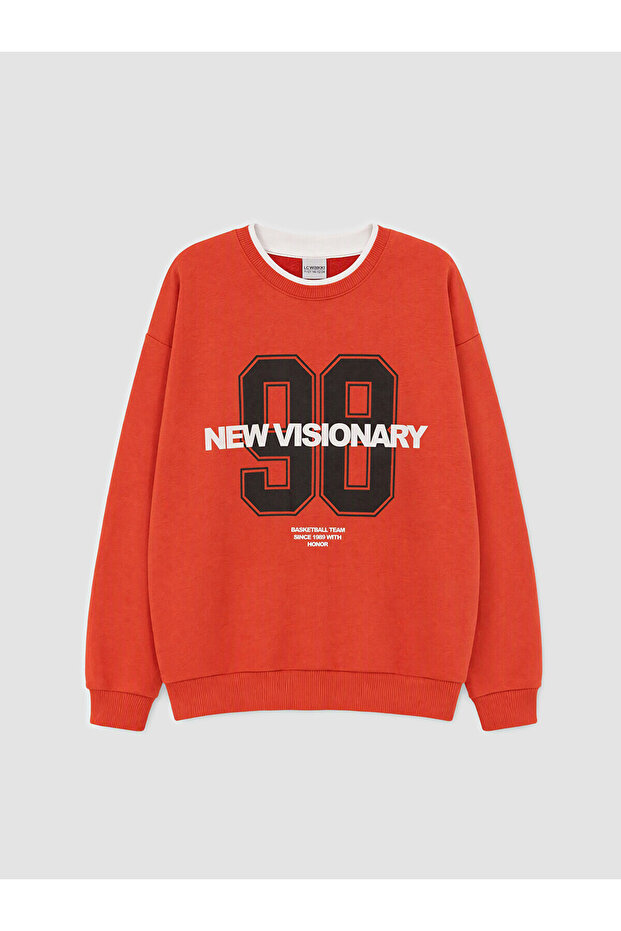 Two Mt Shop Quality Lcw Kids Orange Printed Boys' Sweatshirt