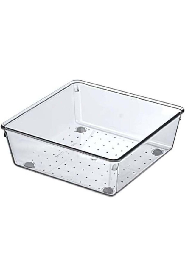 Mini Clear Drawer Organizer Bin Compact BPA-Free Storage Tray for Office, Kitchen, or Vanity 15 x 15 x 5.5 CM