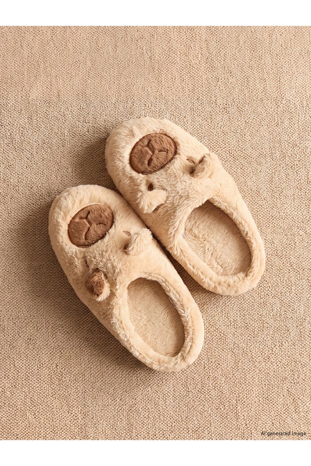 Shining Store's Glittering Choices: Plush Boys' House Slippers with Teddy Bear Figures