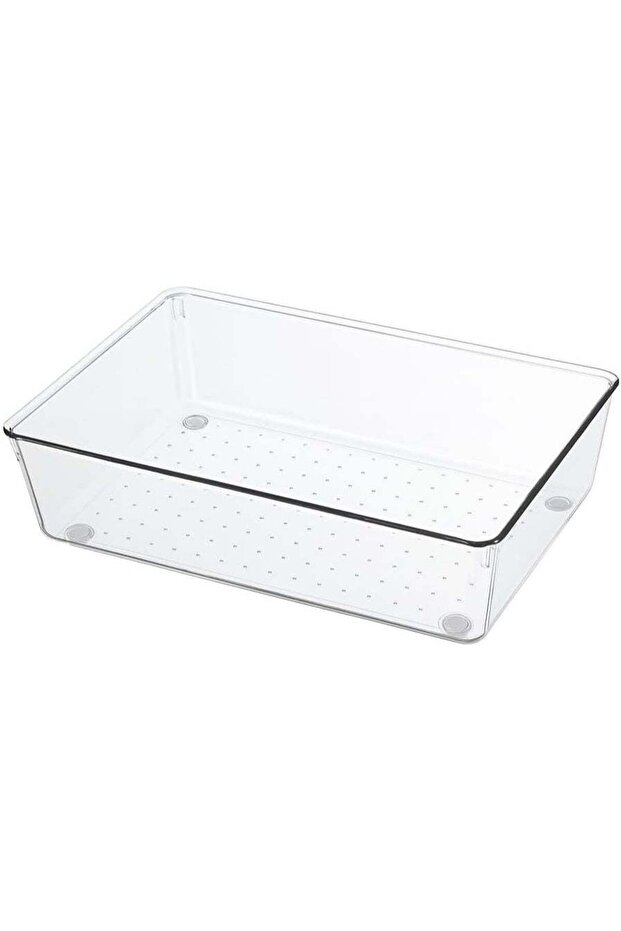Clear Plastic Drawer Organizer Tray BPA-Free Storage Organizer for Kitchen, Bathroom, Office, or Vanity 22.6 x 16.5 x 5.2 CM