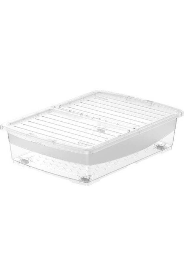 45L Clear Underbed Storage Box With Wheels & Lockable Lid 70x50x18 cm Transparent 18x70x50 cm