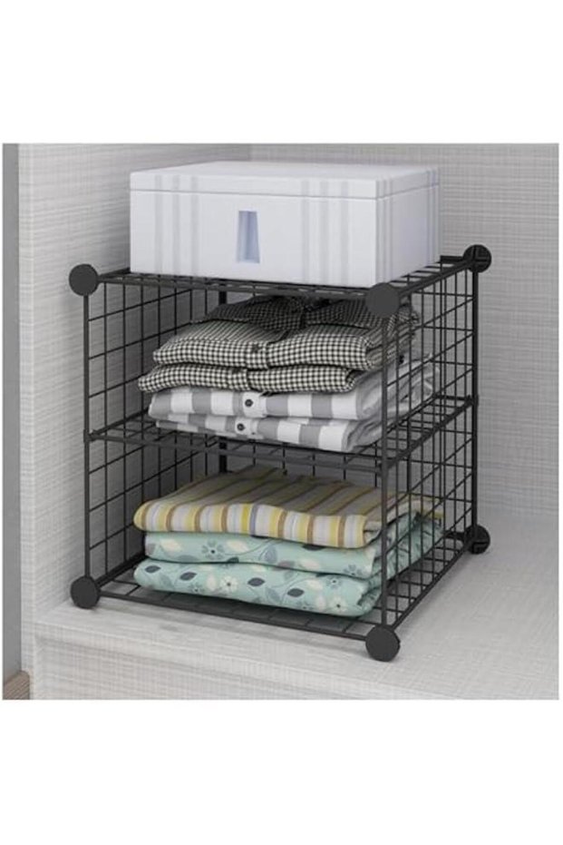 Iron Mesh Storage Rack, Easy to Install, Removable Metal Mesh Bookshelf, Storage Rack