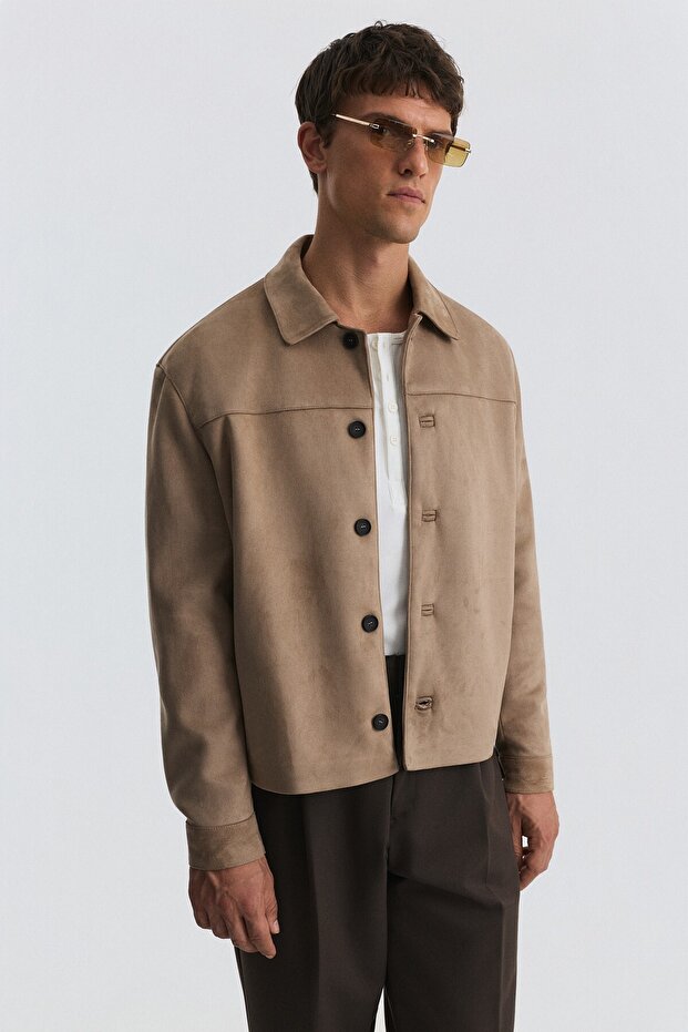 Relaxed Faux Suede Coat