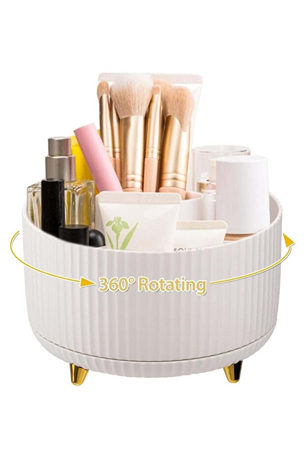 360° Rotate Makeup Brush Holder Organizer, Makeup Organizers Countertop, Makeup organization and Skincare Storage for Vanity, Desktop, Bathroom (White)