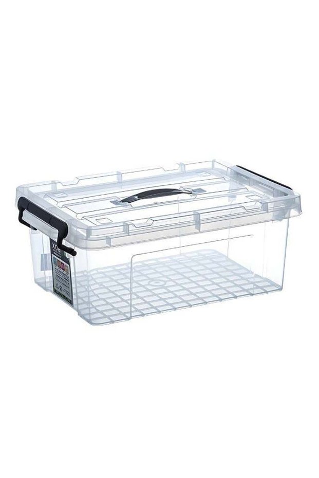Storage Box with Lid 14L | Clear Stackable Plastic Organizer with Secure Locks and Handle