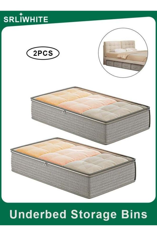 2-Pack Under Bed Storage Organizer, Large Capacity Fabric Storage Bins with Clear Window & Handles for Clothes, Blankets, Comforters and Shoes (80*40*18 cm)