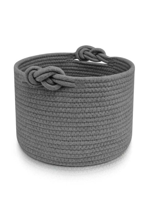 Small Woven Basket, Cotton Rope Shelf Storage Basket, Small Round Basket, Cute Baby Basket, Decorative Round Bin for Nursery Bedroom Bathroom, 9.4" x 9.4"x 7.1" Empty Gift Basket- Grey