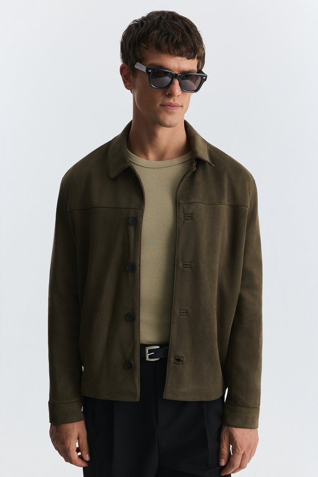 Relaxed Faux Suede Coat