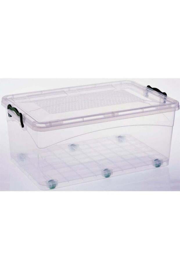 40L Large Plastic Storage Box with Lid & Wheels | Clear Stackable Organizer Container for Clothes, Toys, Bedding, Kitchen & Home Storage | Heavy-Duty Transparent Storage Bin – Model 1142-08